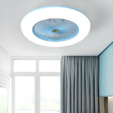 Simple Round Flush Mount Ceiling Fan with LED Light Image - 9