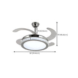 Simple Round LED Chrome Ceiling Fan with LED Light #size