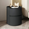 Simple Round Wood Off-White Drawer Storage Nightstand Image - 18