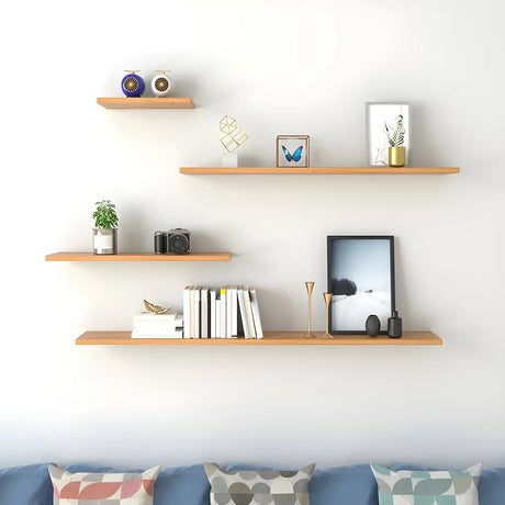 Simple Scandinavian Floating Shelf Wooden Bookshelf Image - 1