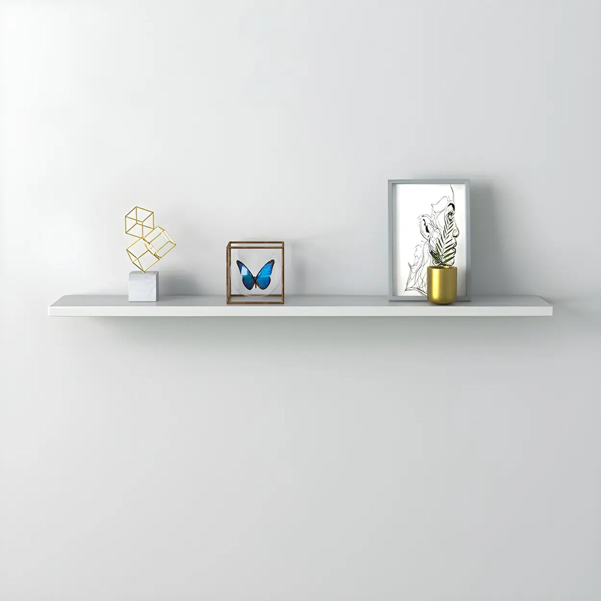 Simple Scandinavian Floating Shelf Wooden Bookshelf Image - 13