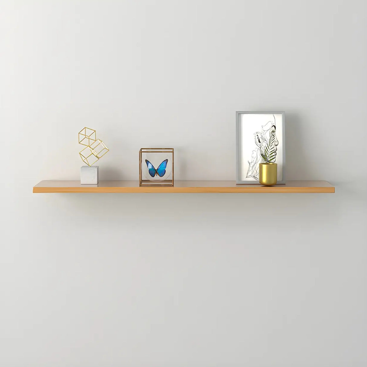 Simple Scandinavian Floating Shelf Wooden Bookshelf Image - 25