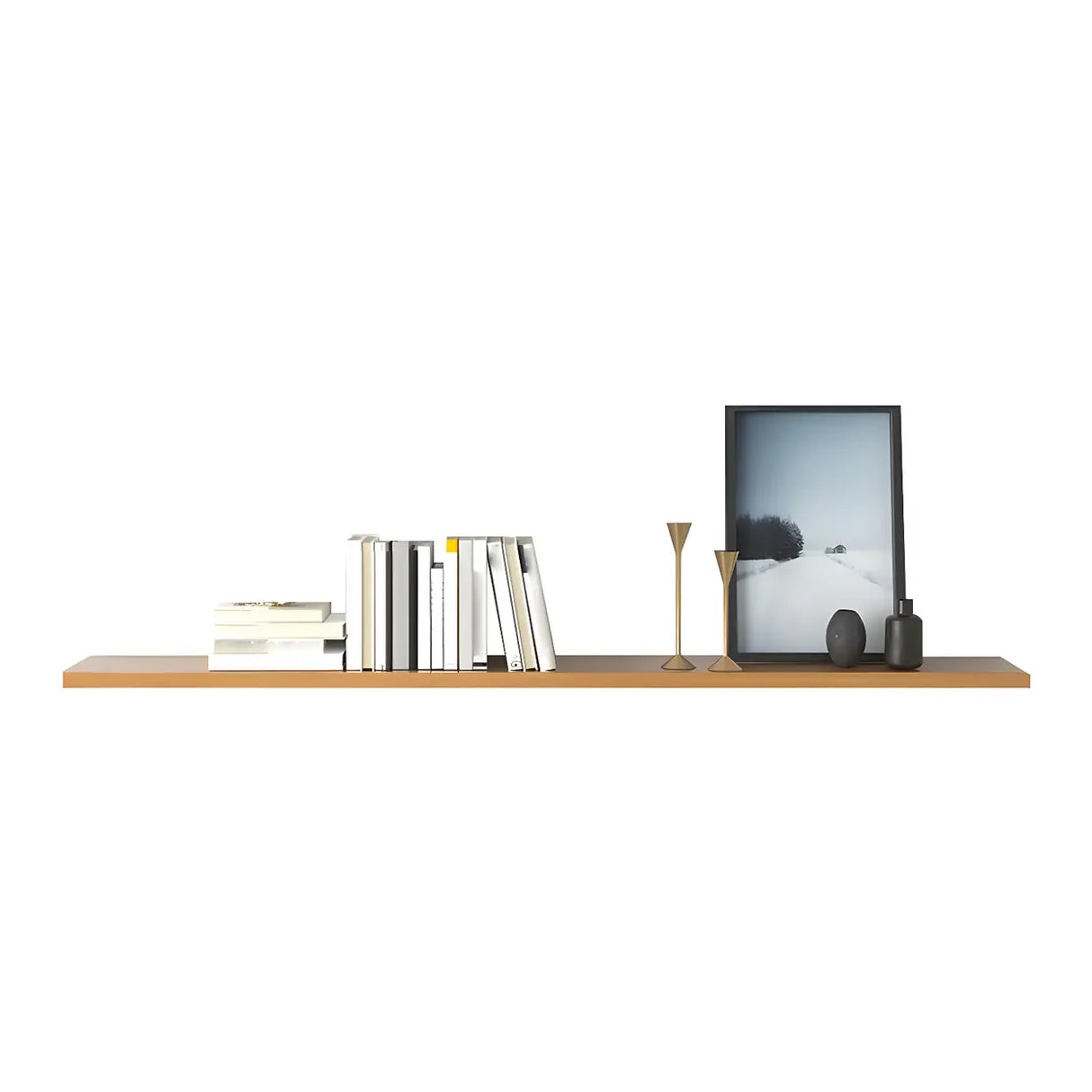 Simple Scandinavian Floating Shelf Wooden Bookshelf Image - 26