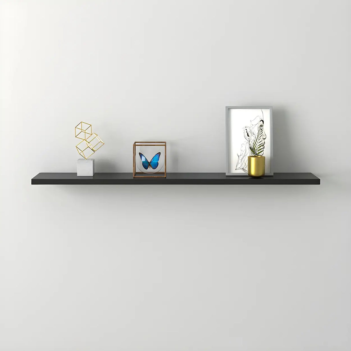 Simple Scandinavian Floating Shelf Wooden Bookshelf Image - 5