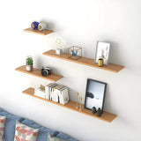 Simple Scandinavian Floating Shelf Wooden Bookshelf Image - 6