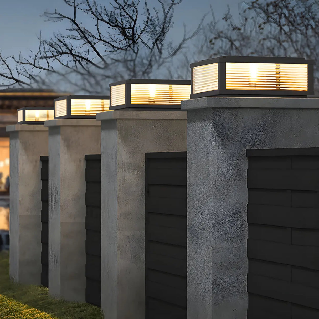 Simple Solar Square Metal Outdoor LED Pillar Light Image - 15