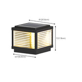 Simple Solar Square Metal Outdoor LED Pillar Light #size