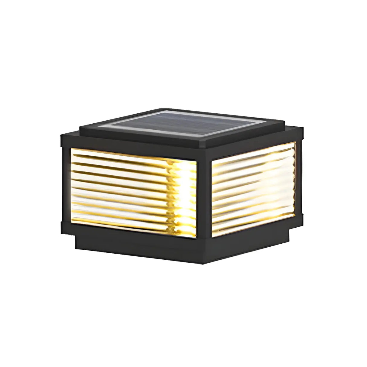 Simple Solar Square Metal Outdoor LED Pillar Light Image - 3