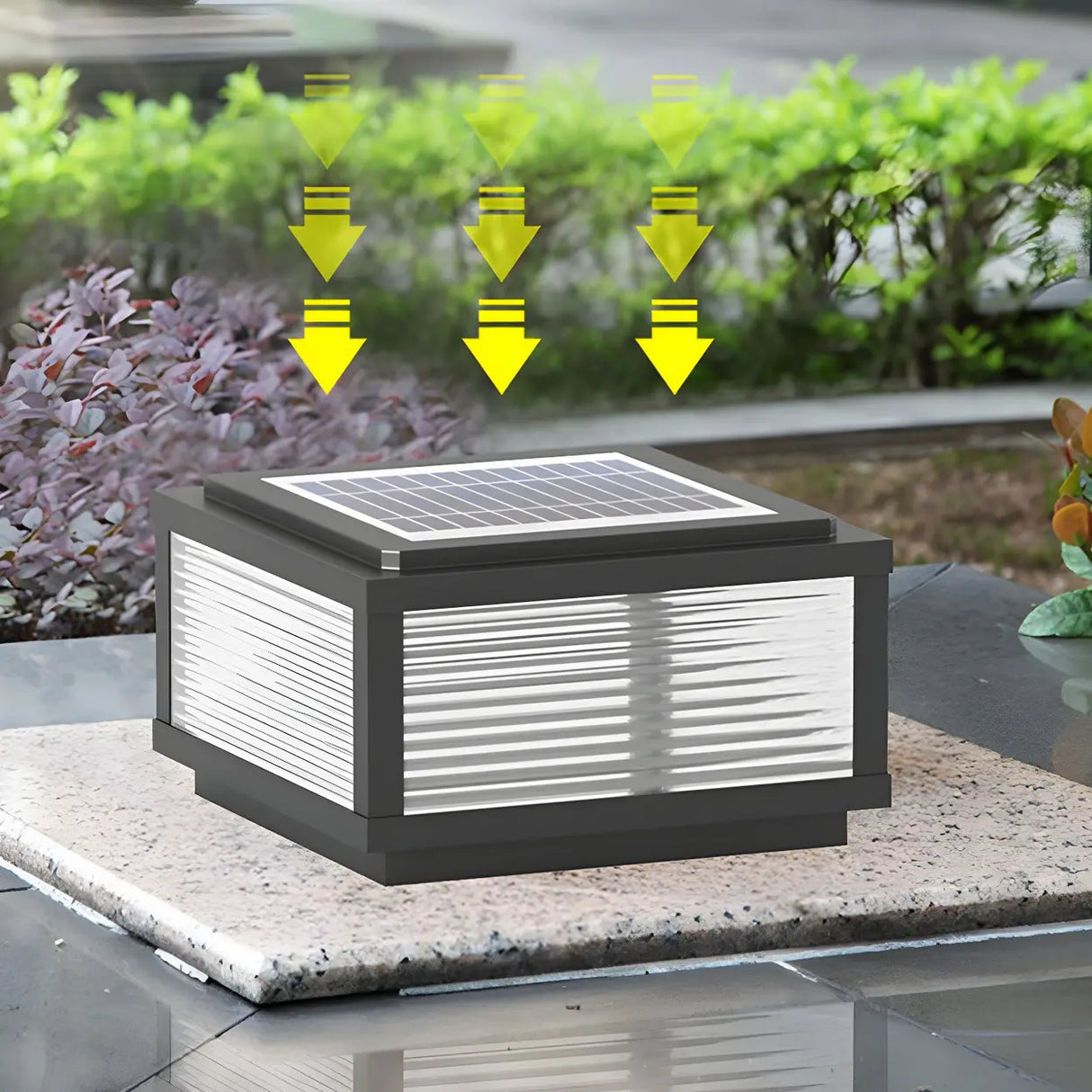 Simple Solar Square Metal Outdoor LED Pillar Light Image - 5