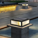 Simple Solar Square Metal Outdoor LED Pillar Light Image - 6