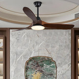 Simple Solid Wood 3 Blade Walnut Ceiling Fan with Light Image - 4