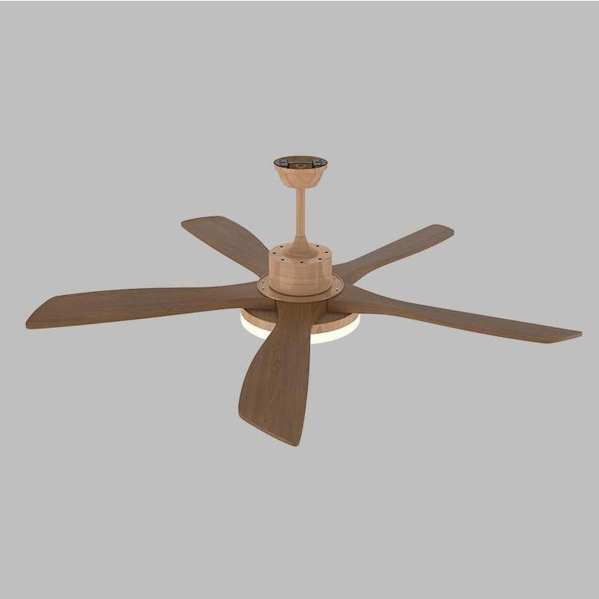 Simple Solid Wood Blade Ceiling Fan with LED Light Image - 10