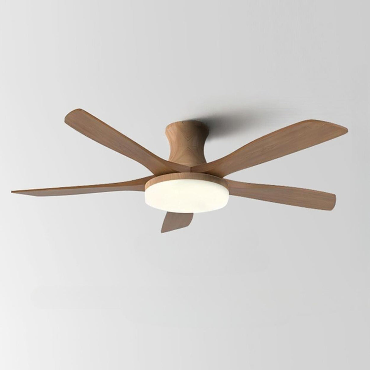 Simple Solid Wood Blade Ceiling Fan with LED Light Image - 12