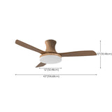 Simple Solid Wood Blade Ceiling Fan with LED Light #size
