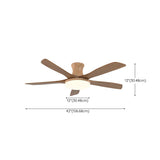 Simple Solid Wood Blade Ceiling Fan with LED Light Image - 14