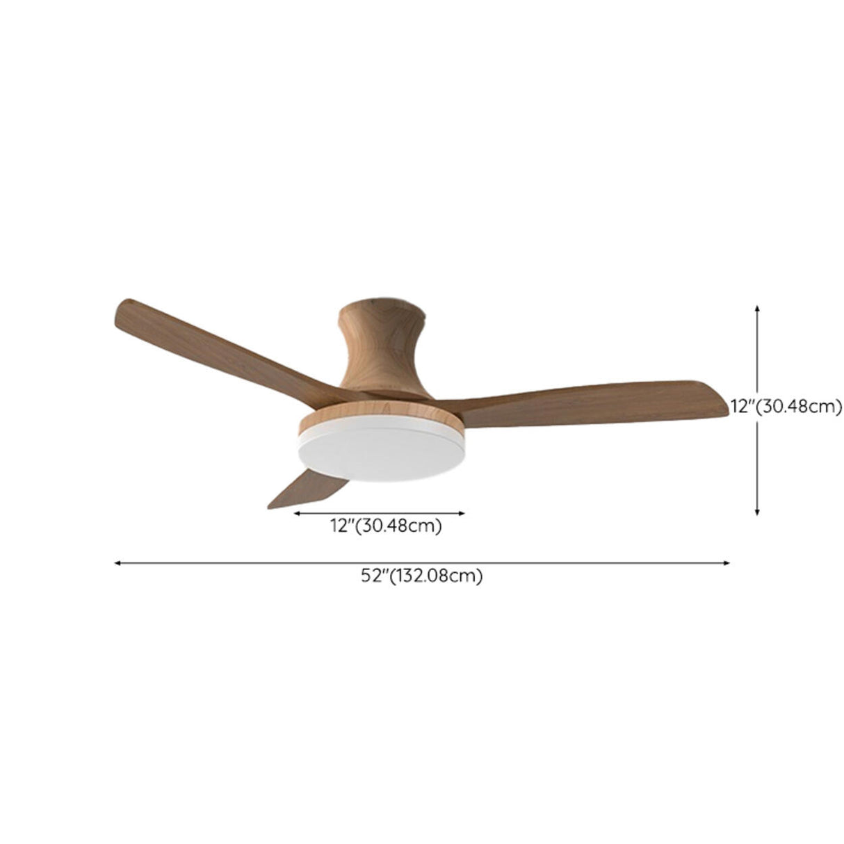 Simple Solid Wood Blade Ceiling Fan with LED Light Image - 15
