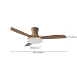 Simple Solid Wood Blade Ceiling Fan with LED Light Image - 15