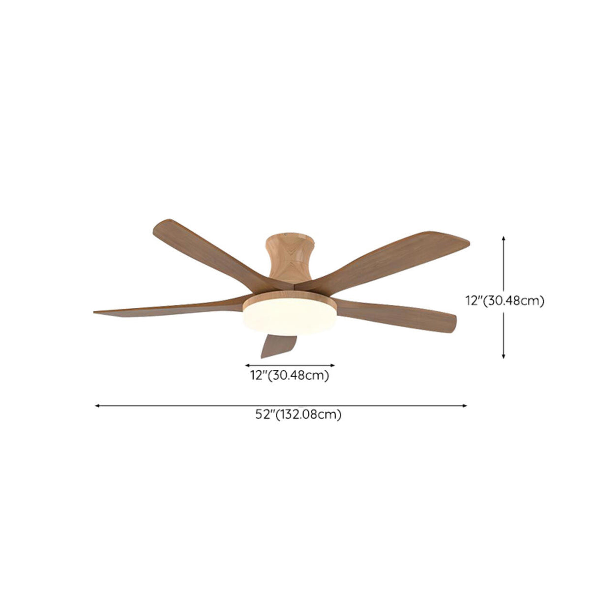 Simple Solid Wood Blade Ceiling Fan with LED Light Image - 16