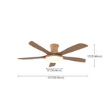 Simple Solid Wood Blade Ceiling Fan with LED Light Image - 16