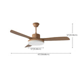 Simple Solid Wood Blade Ceiling Fan with LED Light Image - 17