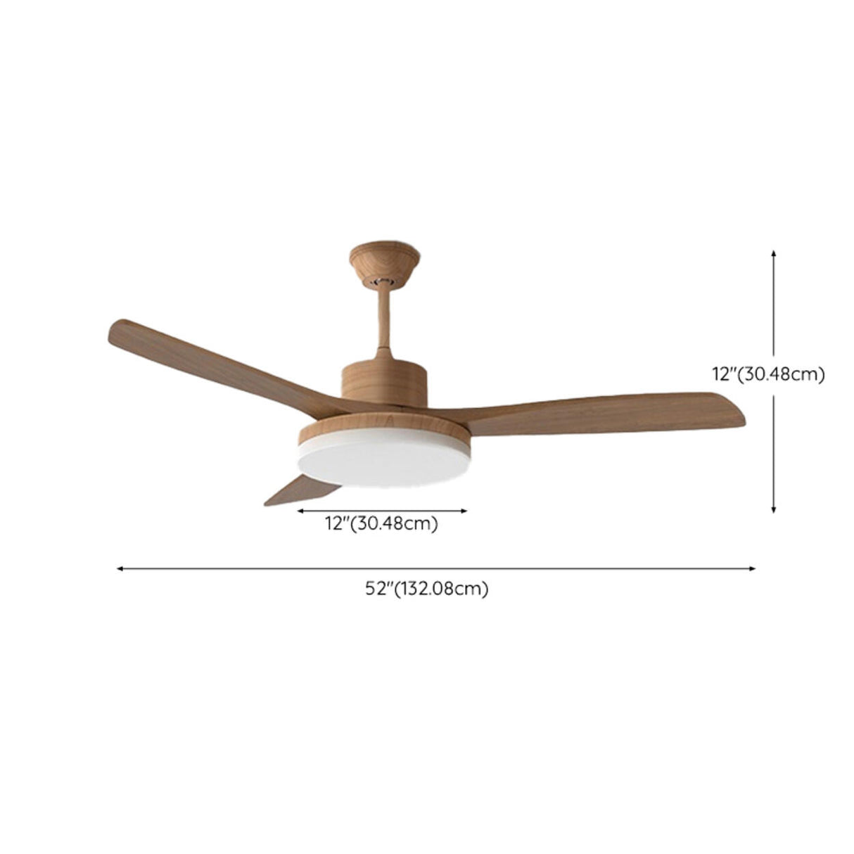 Simple Solid Wood Blade Ceiling Fan with LED Light Image - 19