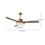 Simple Solid Wood Blade Ceiling Fan with LED Light Image - 19