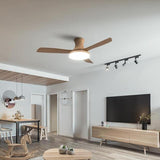 Simple Solid Wood Blade Ceiling Fan with LED Light Image - 4