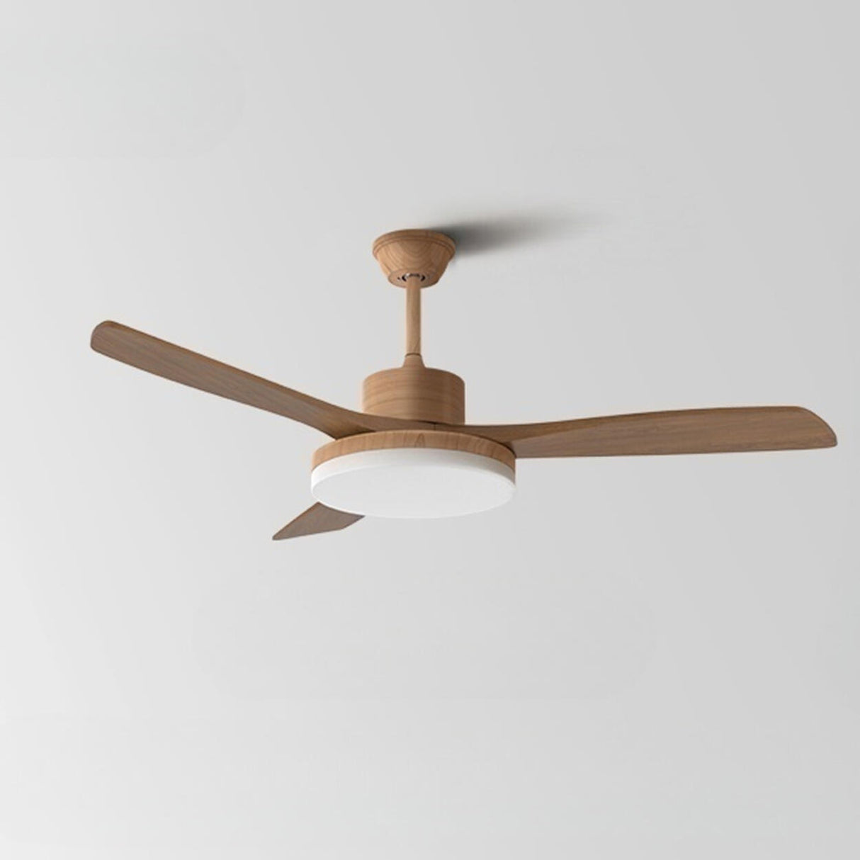 Simple Solid Wood Blade Ceiling Fan with LED Light Image - 5
