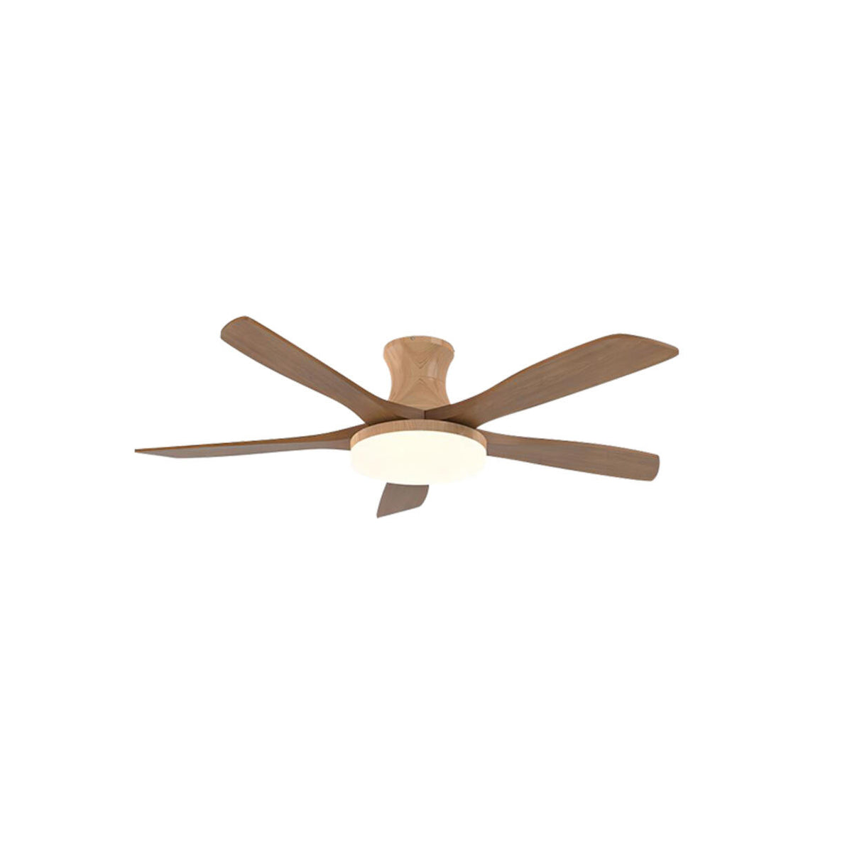 Simple Solid Wood Blade Ceiling Fan with LED Light Image - 8