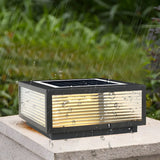 Simple Square Glass Solar Outdoor LED Post Table Lamp Image - 11