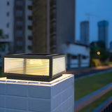 Simple Square Glass Solar Outdoor LED Post Table Lamp Image - 12