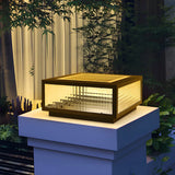 Simple Square Glass Solar Outdoor LED Post Table Lamp Image - 13