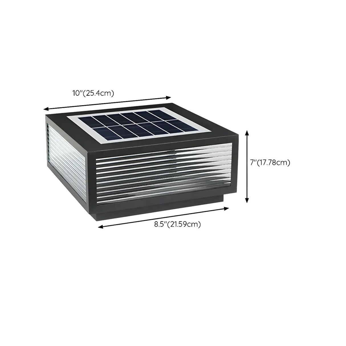 Simple Square Glass Solar Outdoor LED Post Table Lamp 