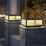 Simple Square Glass Solar Outdoor LED Post Table Lamp Image - 2