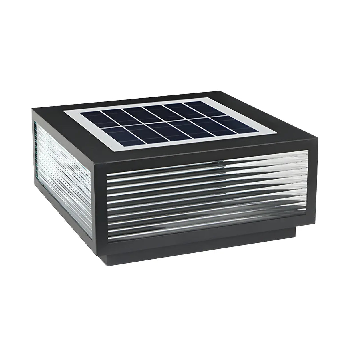 Simple Square Glass Solar Outdoor LED Post Table Lamp Image - 7