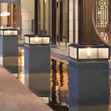 Simple Square Metal Outdoor Pool Column Caps Light Image - 1
