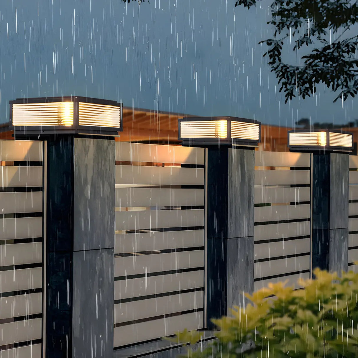 Simple Square Metal Outdoor Pool Column Caps Light Image - 4