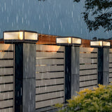 Simple Square Metal Outdoor Pool Column Caps Light Image - 4