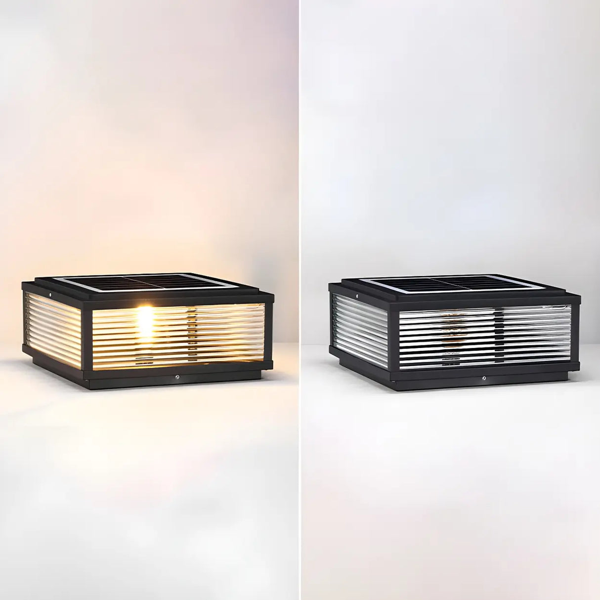 Simple Square Metal Outdoor Pool Column Caps Light Image - 7