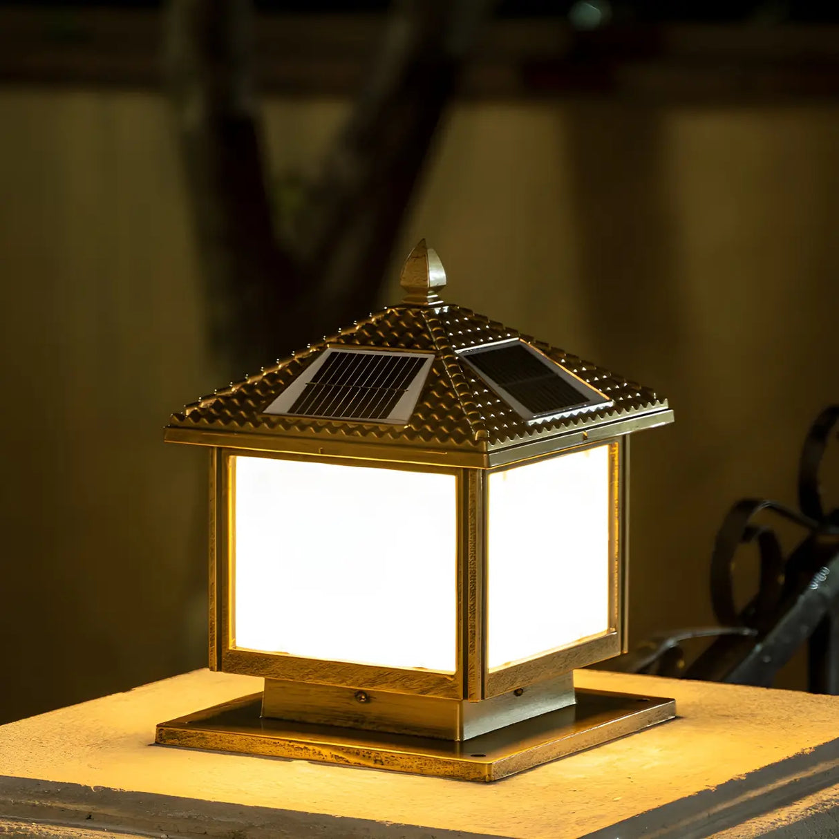 Simple Square Solar Metal Outdoor Patio Post Caps Light Image - 16