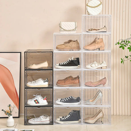 Simple Stackable Plastic Entryway Clear Shoe Storage Box Image - 2