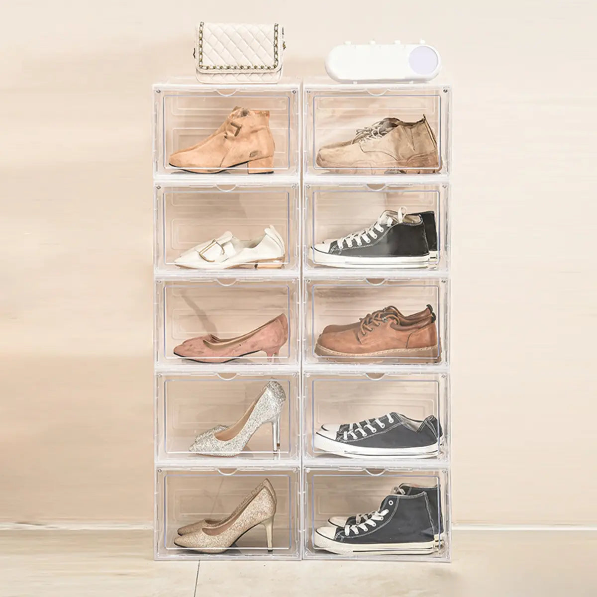 Simple Stackable Plastic Entryway Clear Shoe Storage Box Image - 8