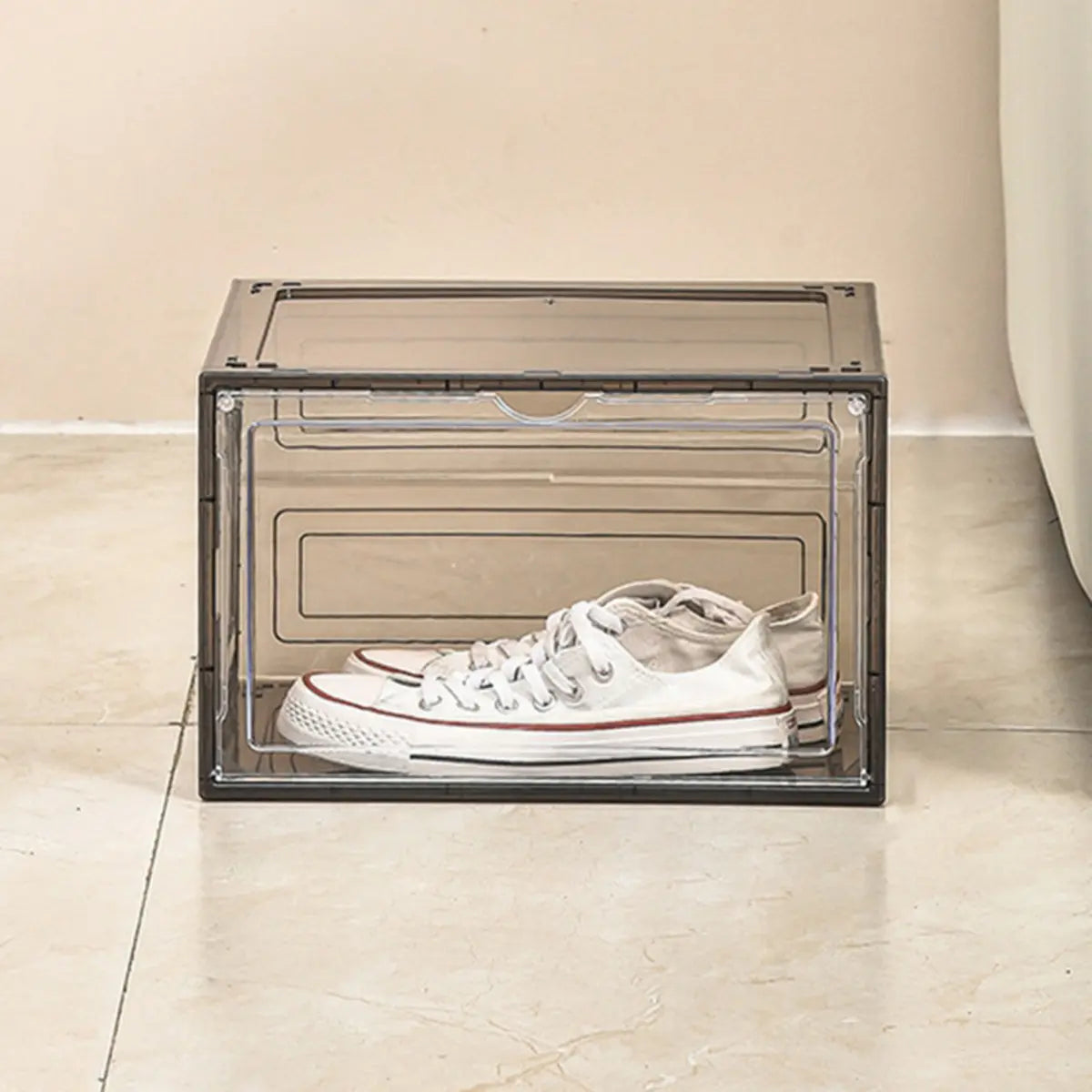 Simple Stackable Plastic Entryway Clear Shoe Storage Box Image - 9