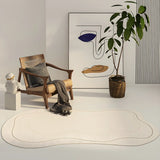 Simple Stain Resistant Irregular Wool Beige Area Rug Image - 1