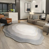 Simple Stain Resistant Irregular Wool Beige Area Rug Image - 5
