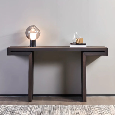 Simple Standard Wood Brown Sled Hallway Console Table Image - 1