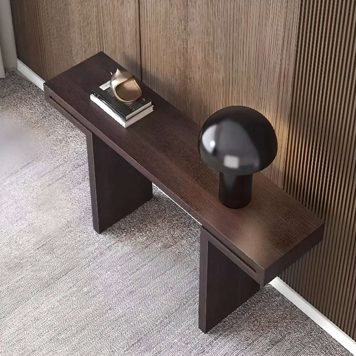 Simple Standard Wood Brown Sled Hallway Console Table Image - 5
