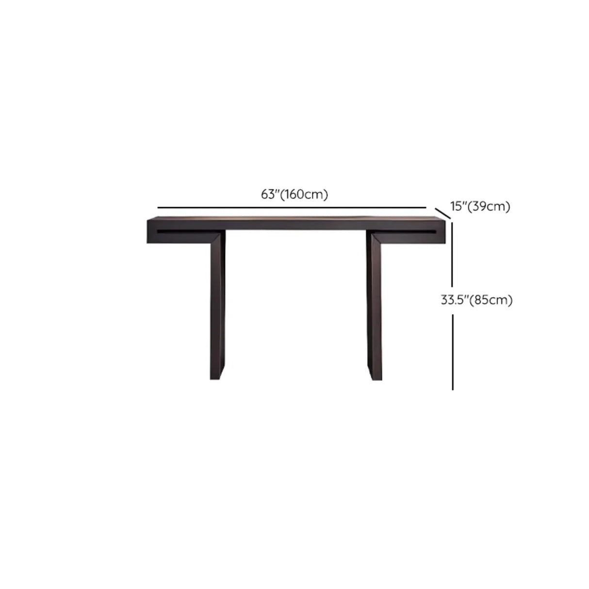 Simple Standard Wood Brown Sled Hallway Console Table Image - 9