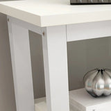 Simple Storage Oak Top White Trestle Frame Console Table Image - 12