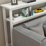 Simple Storage Oak Top White Trestle Frame Console Table Image - 15